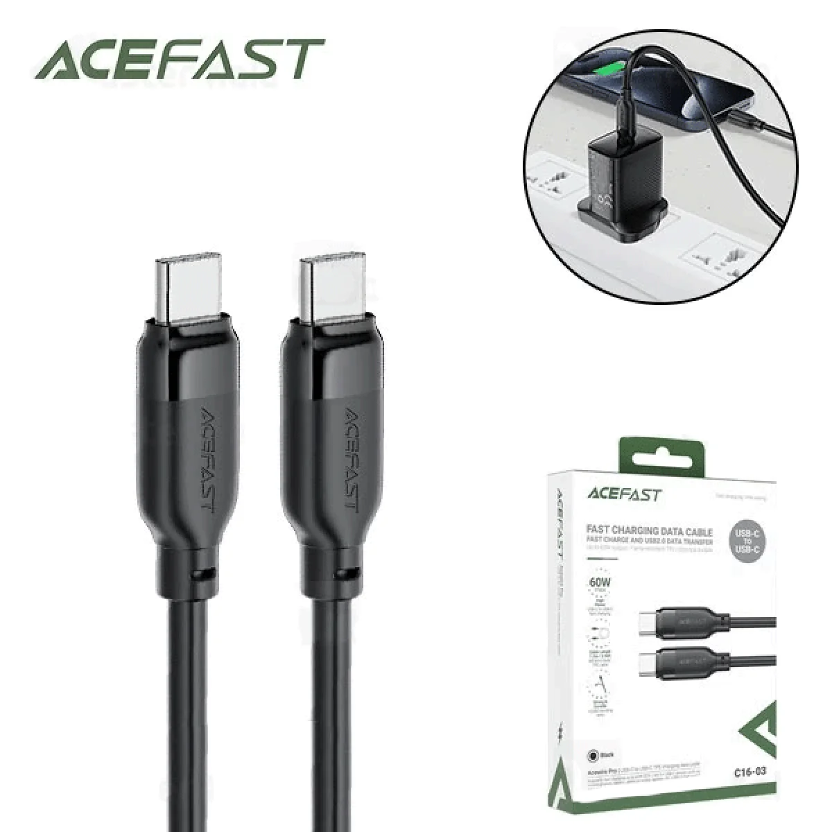 کابل Type-C به Type-C ایس فست ACEFAST C16-03 طول 1.2 متر توان 60 وات