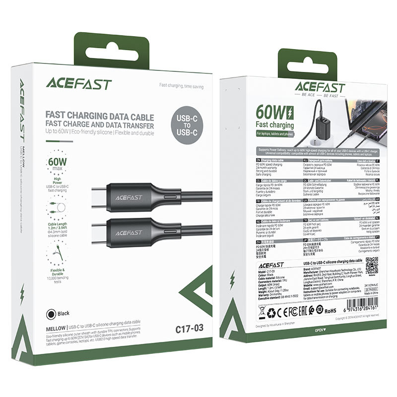 کابل USB-C ایس فست مدل C17-03 طول 1.2 متر