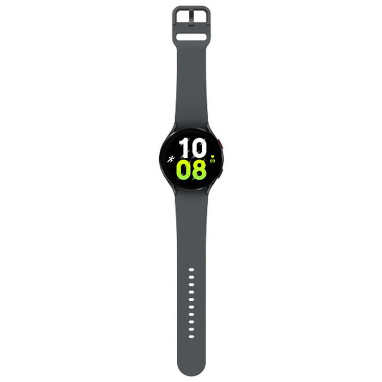 ساعت هوشمند سامسونگ مدل Galaxy Watch5 44mm دارای قابلیت های کنترل موسیقی (Music Player)، قابلیت مکالمه از طریق بلوتوث، قابلیت تغییر طرح ساعت یا تم، صفحه همیشه روشن (Always-on Display)، قابلیت نصب اپلیکیشن، پشتیبانی از دستیار صوتی بند سیلیکون