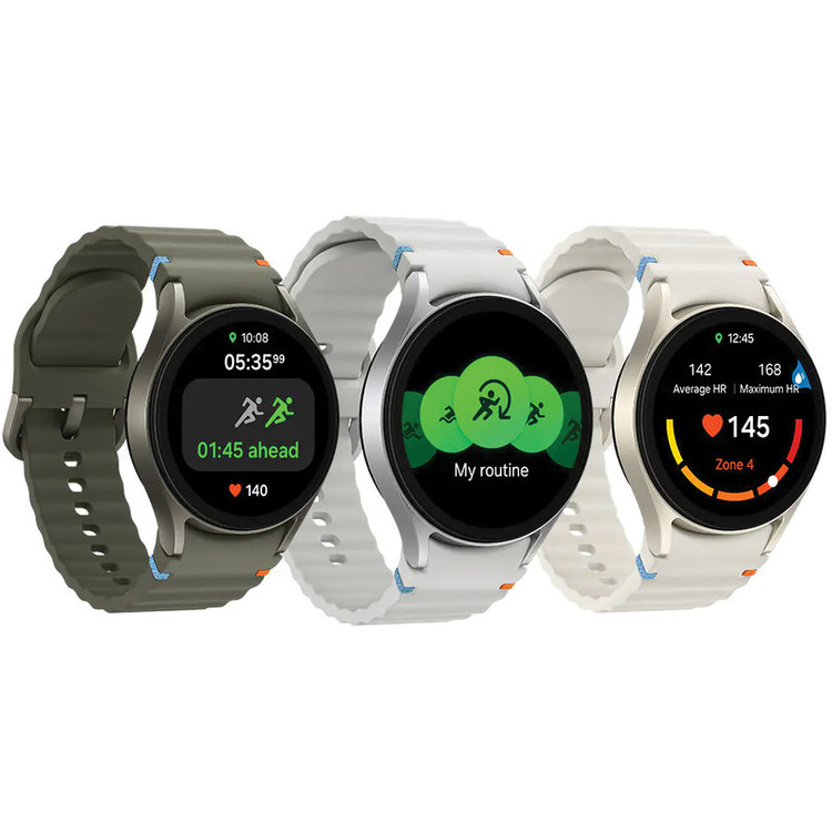 ساعت هوشمند سامسونگ مدل Galaxy Watch 7 40mm دارای قابلیت های کنترل موسیقی (Music Player)، قابلیت مکالمه از طریق بلوتوث، قابلیت تغییر طرح ساعت یا تم، صفحه همیشه روشن (Always-on Display)، پشتیبانی از دستیار صوتی بند پلاستیک