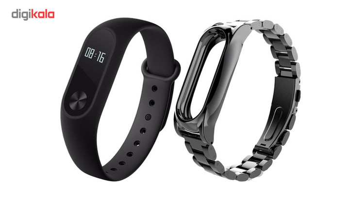 مچ بند هوشمند شیائومی مدل Mi Band 2 به همراه بند Stainless Steel سایز mm 125-165