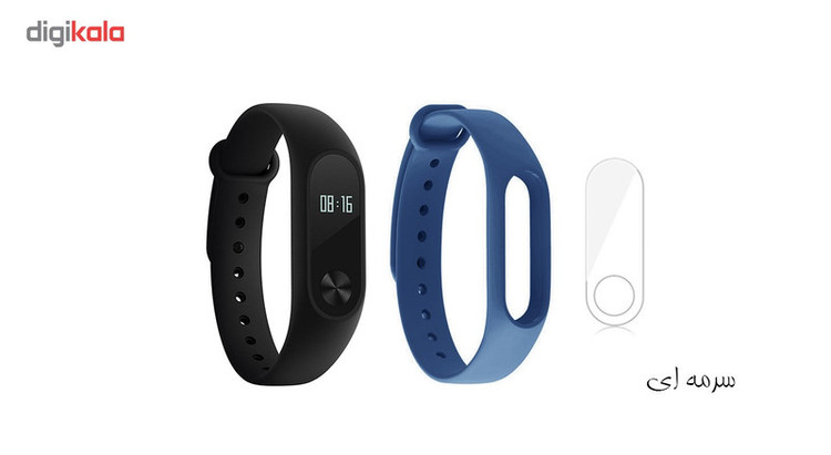 مچ بند هوشمند شیائومی مدل Mi Band 2 به همراه بند سیلیکونی و گلس کد 3