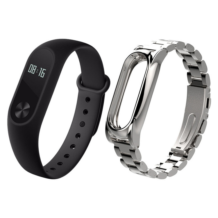 مچ بند هوشمند شیائومی مدل Mi Band 2 به همراه بند Stainless Steel سایز mm 158-205