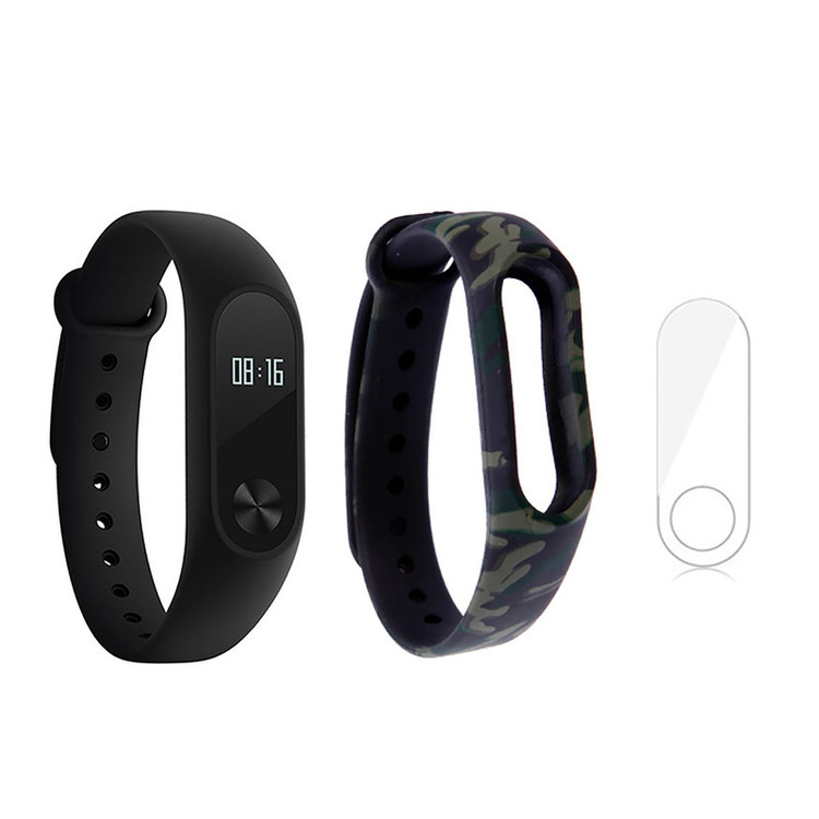 مچ بند هوشمند شیائومی مدل Mi Band 2 به همراه بند سیلیکونی طرح چریکی و گلس