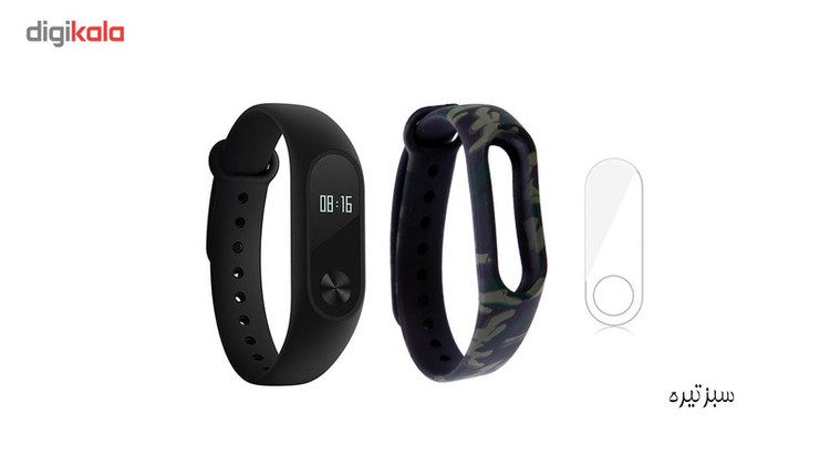 مچ بند هوشمند شیائومی مدل Mi Band 2 به همراه بند سیلیکونی طرح چریکی و گلس