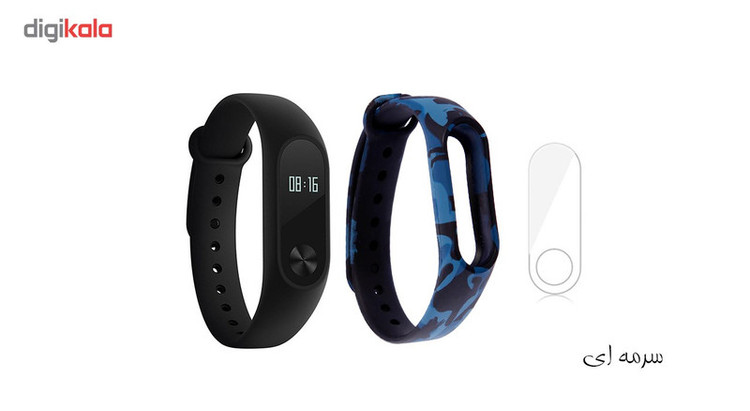 مچ بند هوشمند شیائومی مدل Mi Band 2 به همراه بند سیلیکونی طرح چریکی و گلس