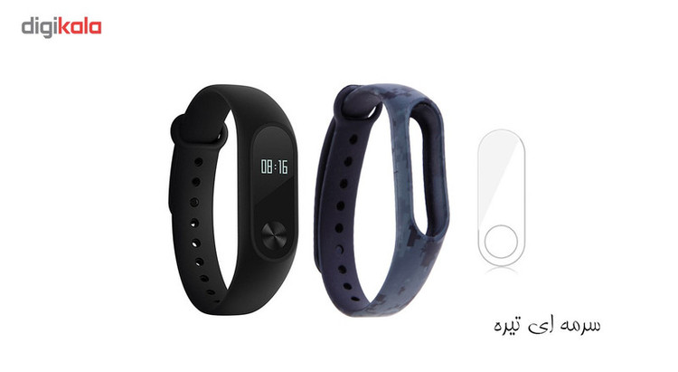 مچ بند هوشمند شیائومی مدل Mi Band 2 به همراه بند سیلیکونی طرح چریکی و گلس