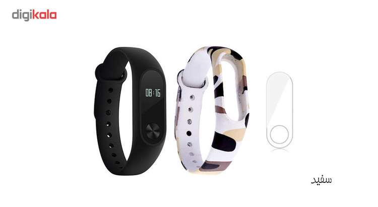 مچ بند هوشمند شیائومی مدل Mi Band 2 به همراه بند سیلیکونی طرح چریکی و گلس