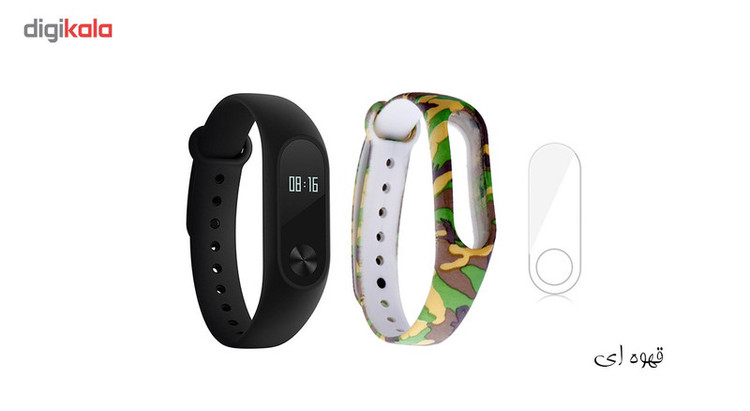 مچ بند هوشمند شیائومی مدل Mi Band 2 به همراه بند سیلیکونی طرح چریکی و گلس