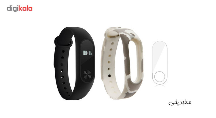 مچ بند هوشمند شیائومی مدل Mi Band 2 به همراه بند سیلیکونی طرح چریکی و گلس
