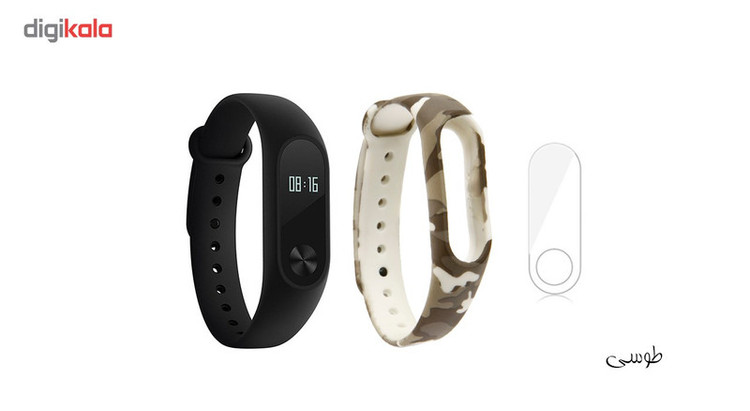 مچ بند هوشمند شیائومی مدل Mi Band 2 به همراه بند سیلیکونی طرح چریکی و گلس