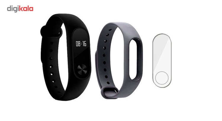 مچ بند هوشمند شیائومی مدل Mi Band 2 به همراه گلس و بند مچ بند شیائومی