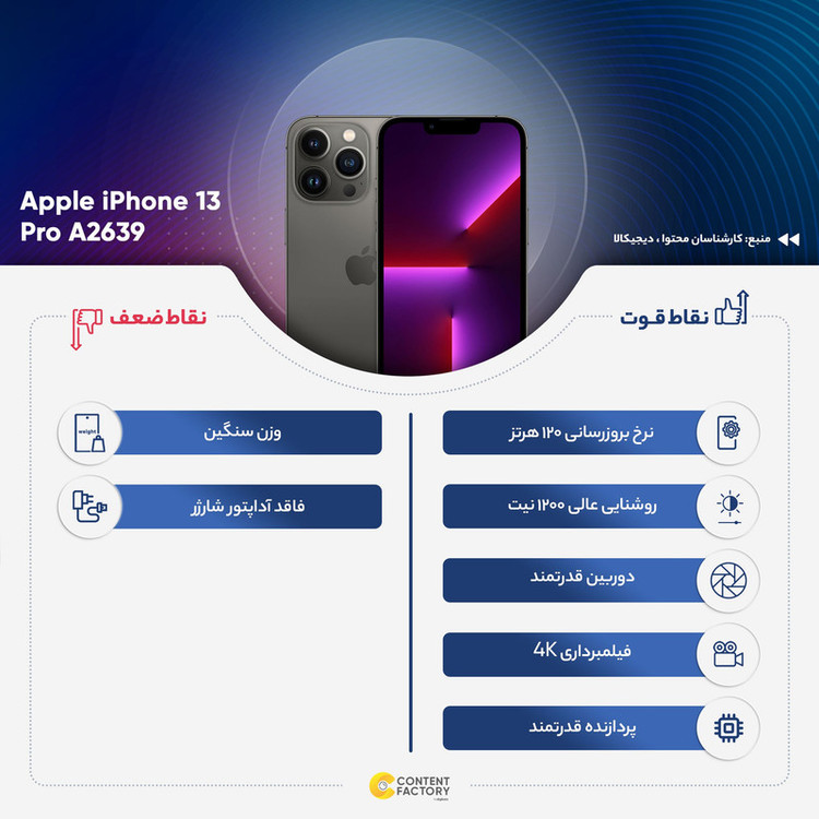 گوشی موبایل اپل مدل iPhone 13 Pro A2639 دو سیم کارت ظرفیت 256 گیگابایت و 6 گیگابایت رم - اکتیو