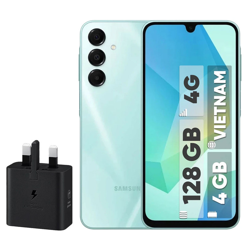 گوشی موبایل سامسونگ مدل Galaxy A16 4G دو سیم کارت ظرفیت 128 گیگابایت و رم 4 گیگابایت - ویتنام - به همراه شارژر 25 وات سامسونگ