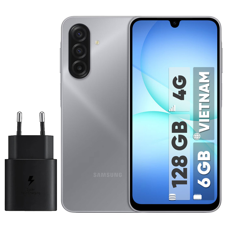 گوشی موبایل سامسونگ مدل Galaxy A17 4G دو سیم کارت ظرفیت 128 گیگابایت و رم 6 گیگابایت - ویتنام به همراه شارژر 25 وات سامسونگ