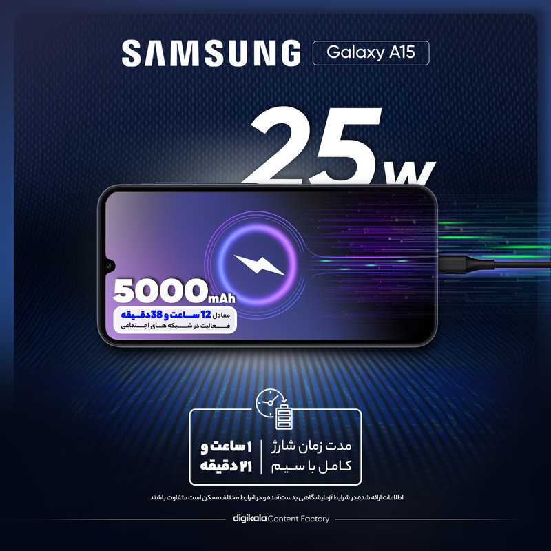گوشی موبایل سامسونگ مدل Galaxy A15 دو سیم کارت ظرفیت 128 گیگابایت و رم 6 گیگابایت