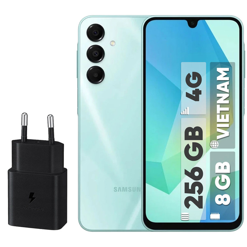 گوشی موبایل سامسونگ مدل Galaxy A16 4G دو سیم کارت ظرفیت 256 گیگابایت و رم 8 گیگابایت - ویتنام - به همراه شارژر 15 وات سامسونگ