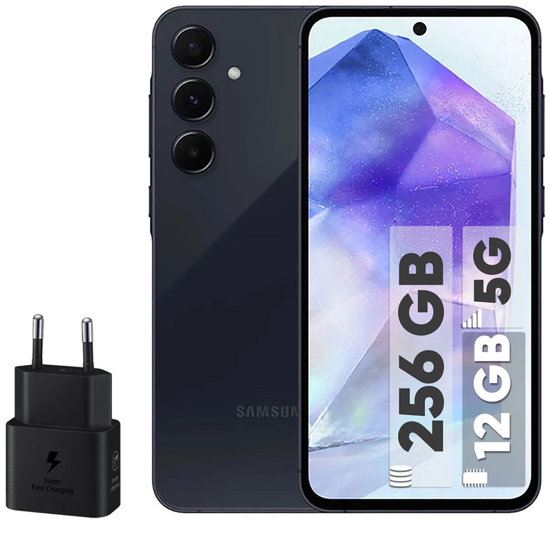 گوشی موبایل سامسونگ مدل Galaxy A55 دو سیم کارت ظرفیت 256 گیگابایت و رم 12 گیگابایت - اکتیو - به همراه شارژر 25 وات سامسونگ