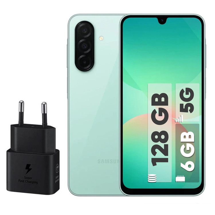 گوشی موبایل سامسونگ مدل Galaxy A26 دو سیم کارت ظرفیت 128 گیگابایت و رم 6 گیگابایت - به همراه شارژر 25 وات سامسونگ