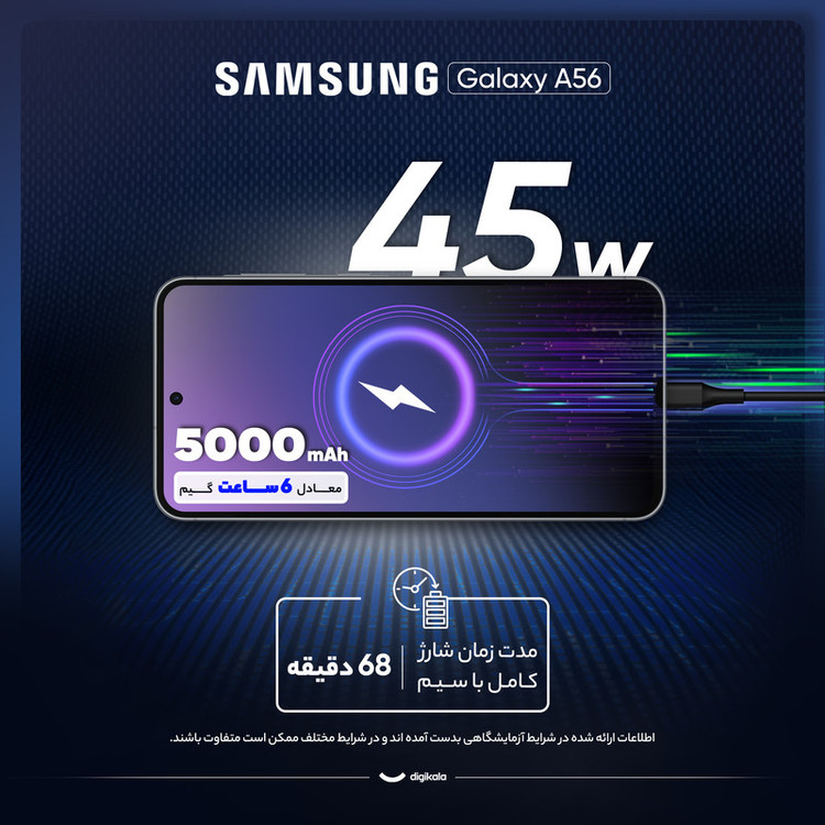 گوشی موبایل سامسونگ مدل Galaxy A56 دو سیم کارت ظرفیت 256 گیگابایت و رم 8 گیگابایت - ویتنام - به همراه هدیه هدفون بلوتوثی انکر مدل Soundcore R50i و قاب ژلهای شفاف