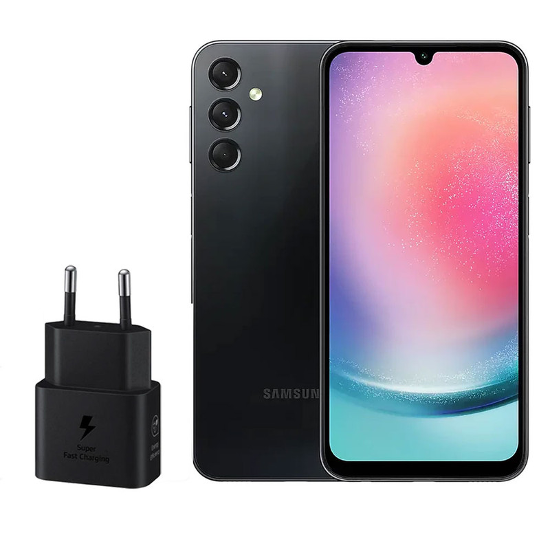 گوشی موبایل سامسونگ مدل Galaxy A24 4G دو سیم‌کارت ظرفیت 128 گیگابایت رم 4 گیگابایت همراه با شارژر 25 وات