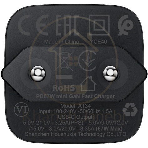 شارژر دیواری ایس فست ACEFAST A134 PD67W GaN Fast Charger توان 67 وات