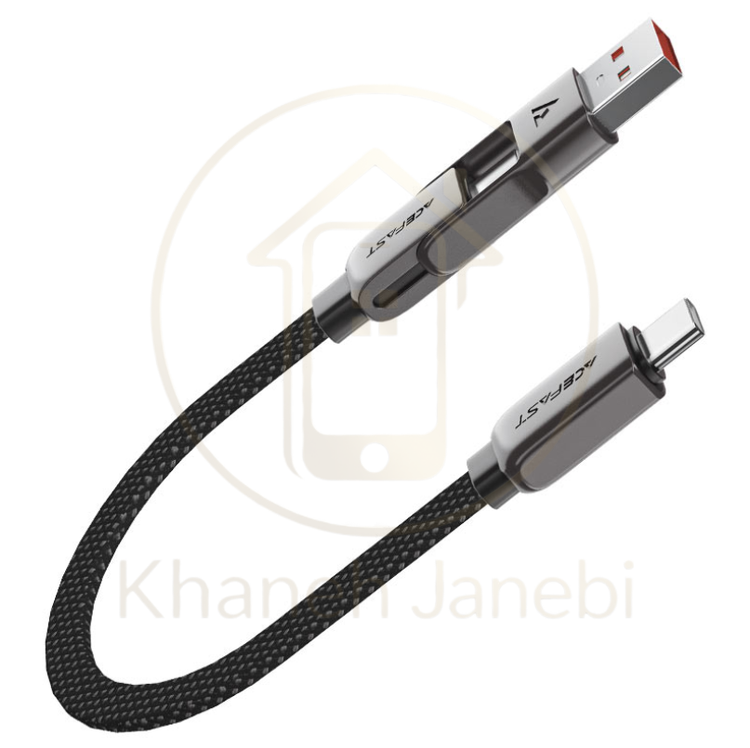 کابل دو سر Type-C و USB ایس فست ACEFAST C13-05 طول 20 سانتیمتر توان 60 وات