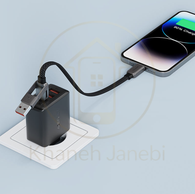 کابل دو سر Type-C و USB ایس فست ACEFAST C13-05 طول 20 سانتیمتر توان 60 وات