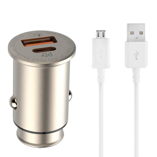 شارژر فندکی الدینیو مدل C506Q به همراه کابل تبدیل microUSB