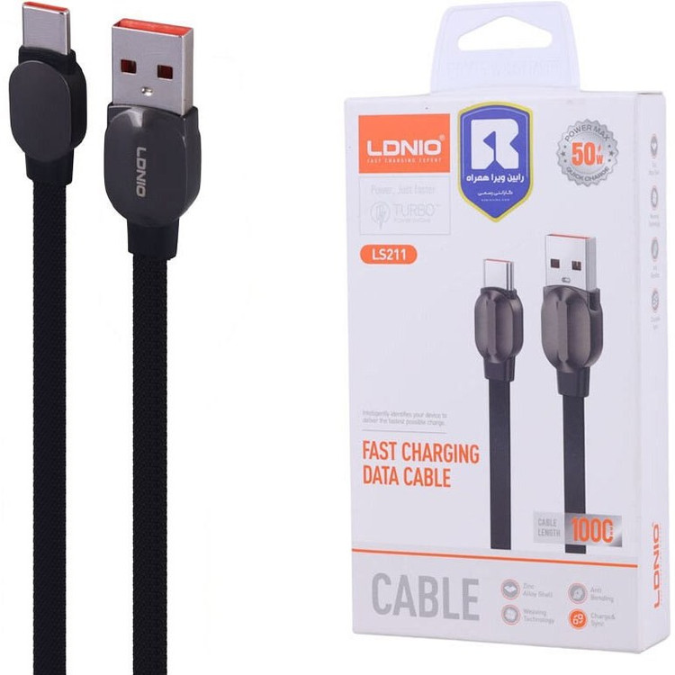کابل فست شارژ تایپ سی با طول 1 متر توان 50 وات الدینیو مدل LDNIO Type-C LS211 50W