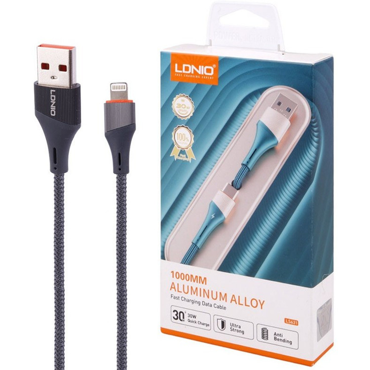 کابل شارژ لایتنینگ اپل مدل LDNIO LS631 طول ۱ متر